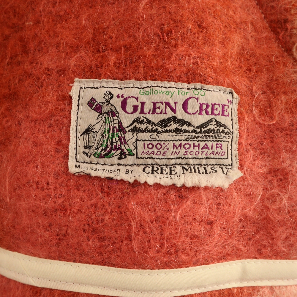 Upcycled Mohair Plaid Wool Jacket with Fringe Pink Peach Cream Brown M • L - Picture 4 of 8